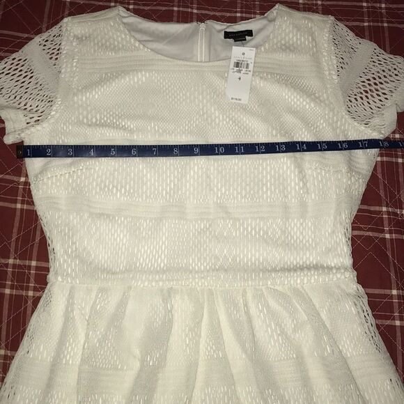 Beautiful Ann Taylor lace eyelet white skater women’s mini dress NWT size 4 - Picture 9 of 16